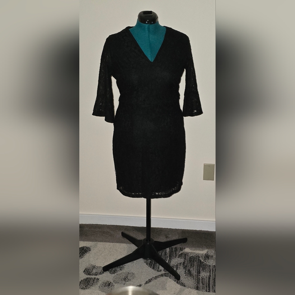 Black Lace V-Neck Dress
